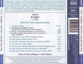 CD Arvo Pärt:  Triodion • Ode VII (Memento) • I Am The True Vine • Dopo La Vittoria  255545