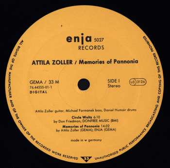 LP Attila Zoller: Memories Of Pannonia 485133