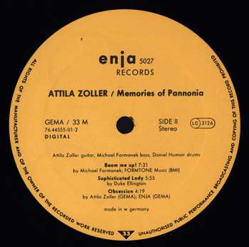 LP Attila Zoller: Memories Of Pannonia 485133
