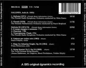 CD Aulis Sallinen: Sinfonia -- Chorali -- Sinfonia III -- Cadenze per violino solo -- Elegy for Sebastian Knight -- String Quartet No. 3 322383