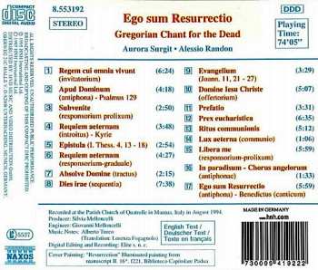 CD Aurora Surgit: Ego Sum Resurrectio - Gregorian Chant For The Dead 175242