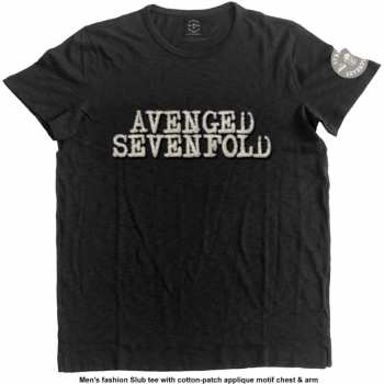 Merch Avenged Sevenfold: Vyšívané Tričko Logo Avenged Sevenfold & Death Bat  S