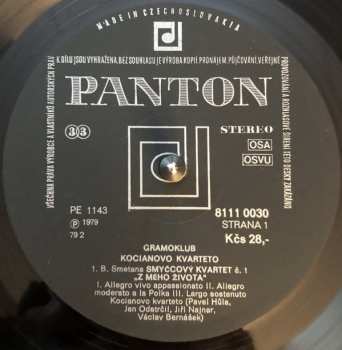 LP Bedřich Smetana: String Quatet No. 1 (From My Life), String Quartet No. 2 (Dedicated To The Memory Of B. Smetana 