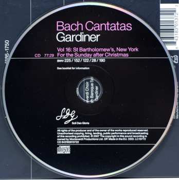 CD Johann Sebastian Bach: Cantatas Vol. 16 : New York 444571