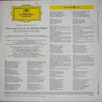 LP Johann Sebastian Bach: Chöre Und Arien Aus Der Matthäus-Passion