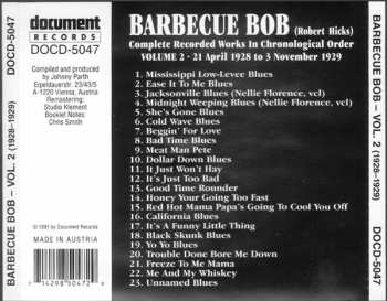 CD Barbecue Bob: Complete Recorded Works In Chronological Order: Volume 2 (21 April 1928 To 3 November 1929) 140368