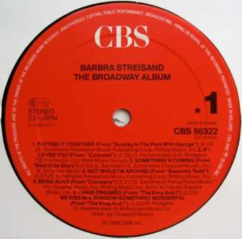 LP Barbra Streisand: The Broadway Album