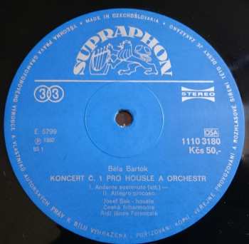 LP The Czech Philharmonic Orchestra: Violin Concerto No.1 / Violin Concerto