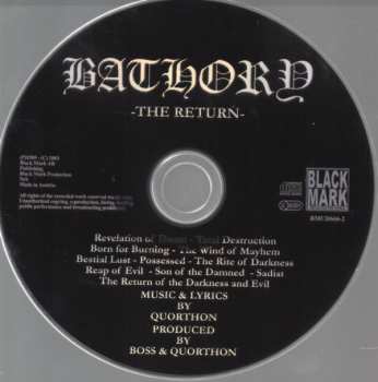 CD Bathory: The Return...... 391886