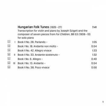 CD Béla Bartók: Bartok - Works For Violin And Piano Volume 2: Sonatas And Folk Dances 294481