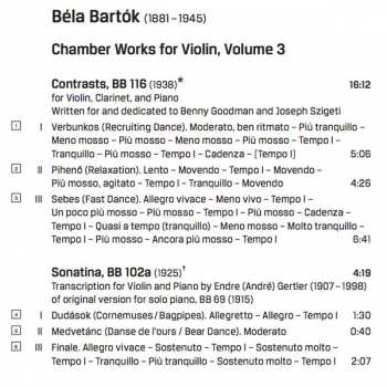 CD Béla Bartók: Chamber Works For Violin, Volume 3 301543