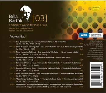 CD Béla Bartók: Complete Works For Piano Solo [3] - Bartók And The Folk Music 390802