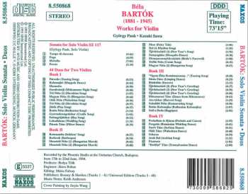 CD Béla Bartók: Solo Violin Sonata * Duos 318296