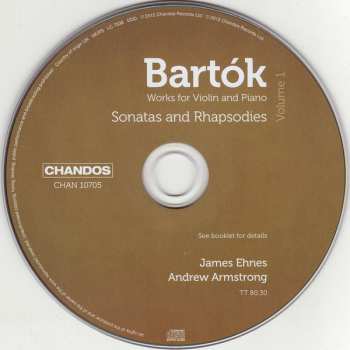 CD Béla Bartók: Works For Violin And Piano Volume 1: Sonatas And Rhapsodies 330276