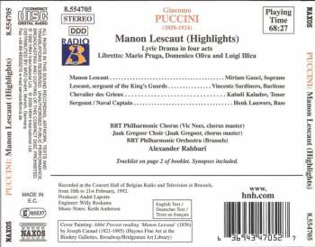 CD Belgian Radio And Television Choir: Puccini: Manon Lescaut (Highlights) 313845