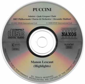 CD Belgian Radio And Television Choir: Puccini: Manon Lescaut (Highlights) 313845