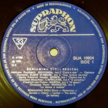 LP Beniamino Gigli: Recital