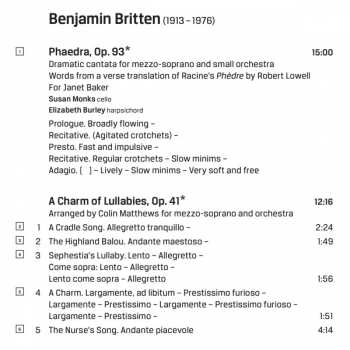 CD Benjamin Britten: Phaedra, A Charm of Lullabies, Lachrymae, Two Portraits, Sinfonietta 320768