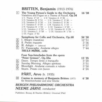 CD Benjamin Britten: The Young Person's Guide To The Orchestra / Symphony For Cello And Orchestra / Four Sea-Interludes From "Peter Grimes" / Cantus In Memory Of Benjamin Britten 191875