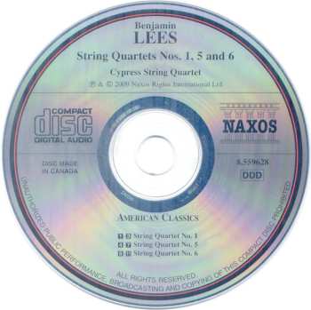 CD Benjamin Lees: String Quartets Nos. 1, 5 And 6