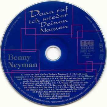 CD Benny Neyman: Dann Ruf Ich Wieder Deinen Namen 191408