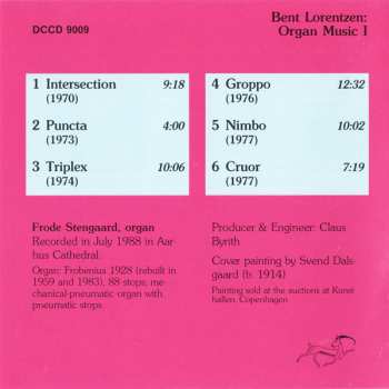 CD Bent Lorentzen: Organ Music I 344005