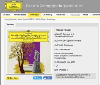 LP Berliner Philharmoniker: Eine Kleine Nachtmusik · Egmont-Ouverture · Die Moldau (Vltava) · Les Preludes 45731
