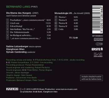 CD Bernhard Lang: Die Sterne Des Hungers / Monadologie VII 299616
