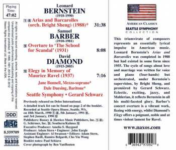 CD Leonard Bernstein: Arias and Barcarolles - Overture to 'School For Scandal" - Elegy In Memory For Maurice Ravel  439634