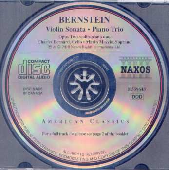 CD Leonard Bernstein: Violin Sonata / Piano Trio / New Transcriptions / Opus Two Violin - Piano Duo 501195