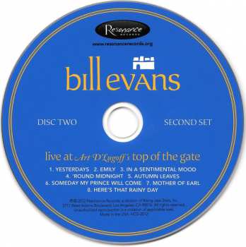 2CD Bill Evans: Live At Art D'Lugoff's Top Of The Gate 116520