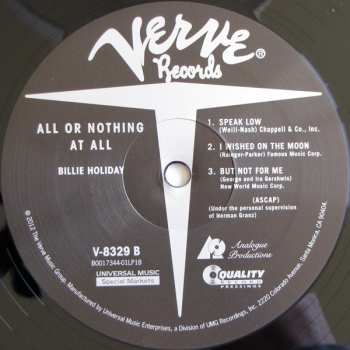 2LP Billie Holiday: All Or Nothing At All LTD | NUM 540179