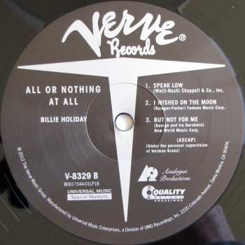2LP Billie Holiday: All Or Nothing At All LTD | NUM