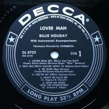 LP Billie Holiday: Lover Man