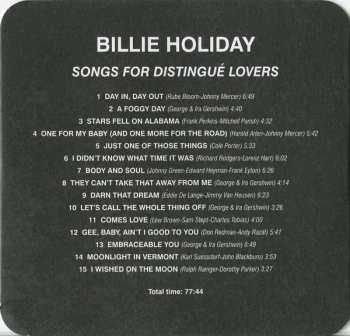 CD Billie Holiday: Songs For Distingué Lovers LTD 99620