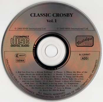 CD Bing Crosby: Classic Crosby Vol. 1 326129