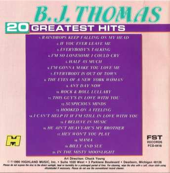 CD B.j. Thomas: 20 Greatest Hits