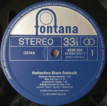 LP Black Sabbath: Reflection