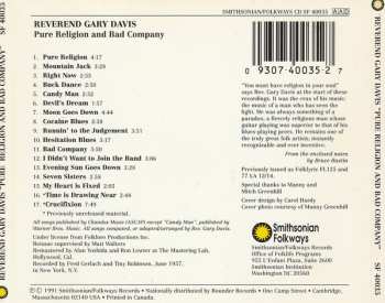 CD Blind Gary Davis: Pure Religion And Bad Company 328706