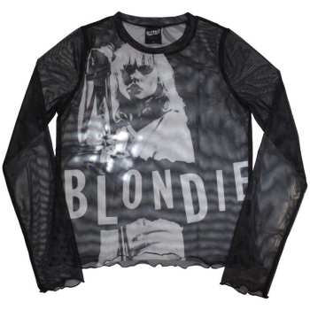 Merch Blondie: Blondie Ladies Long Sleeve T-shirt: Mic Stand (mesh) (x-small) XS
