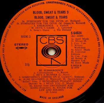 LP Blood, Sweat And Tears: Blood, Sweat & Tears 3
