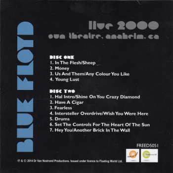 2CD Blue Floyd: Live 2000: Sun Theatre, Anaheim 262606