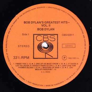 LP Bob Dylan: Bob Dylan's Greatest Hits 2 444577