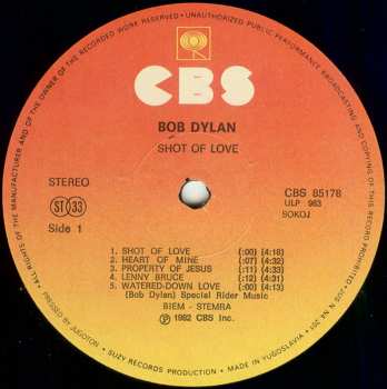 LP Bob Dylan: Shot Of Love 42419