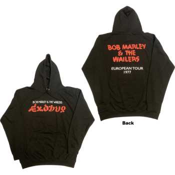 Merch Bob Marley & The Wailers: Bob Marley Unisex Pullover Hoodie: Exodus Wailers European Tour '77 (back Print & Hi-build) (large) L