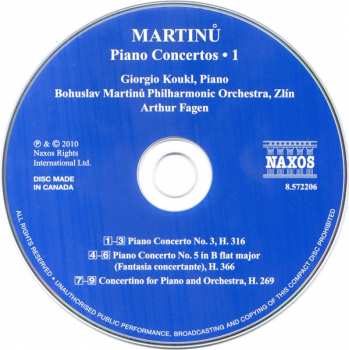 CD Bohuslav Martinů: Piano Concertos Nos. 3 And 5 / Concertino 321581