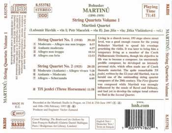CD Bohuslav Martinů: String Quartets Nos. 1 And 2 • Tři Jezdci 319773