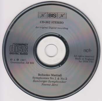 CD Bohuslav Martinů: Symphonies No.1 & No.2 308074