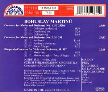 CD Bohuslav Martinů: Violin Concertos, Rhapsody-Concerto 52215