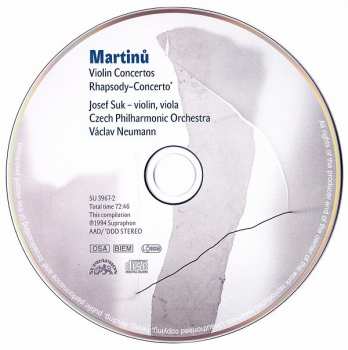 CD Bohuslav Martinů: Violin Concertos, Rhapsody-Concerto 38983
